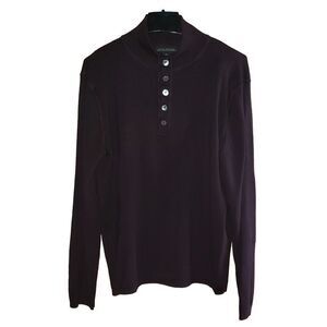 Banana Republic Men’s Large Fine Wool Sweater Long Sleeve Button Up Mock Neck